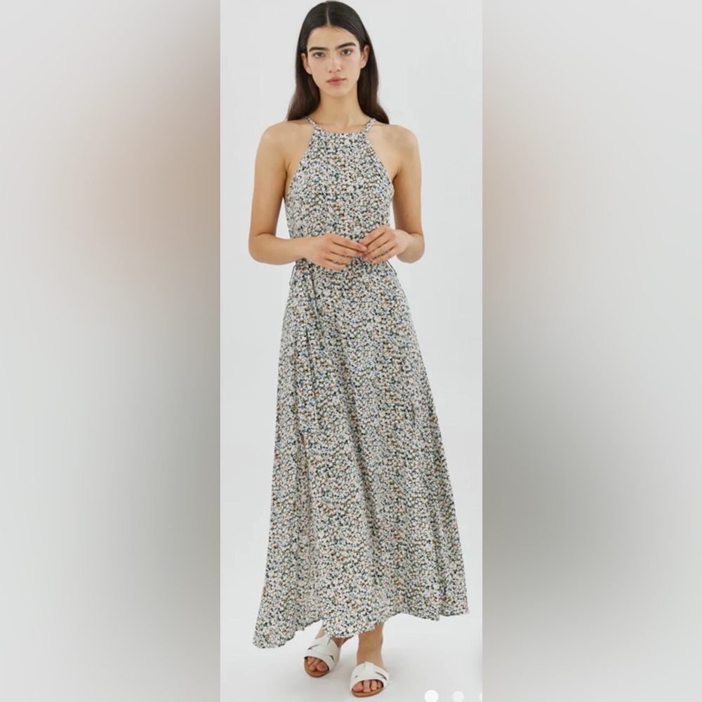 Silk and Salt Bouquet Floral Halter Maxi Dress